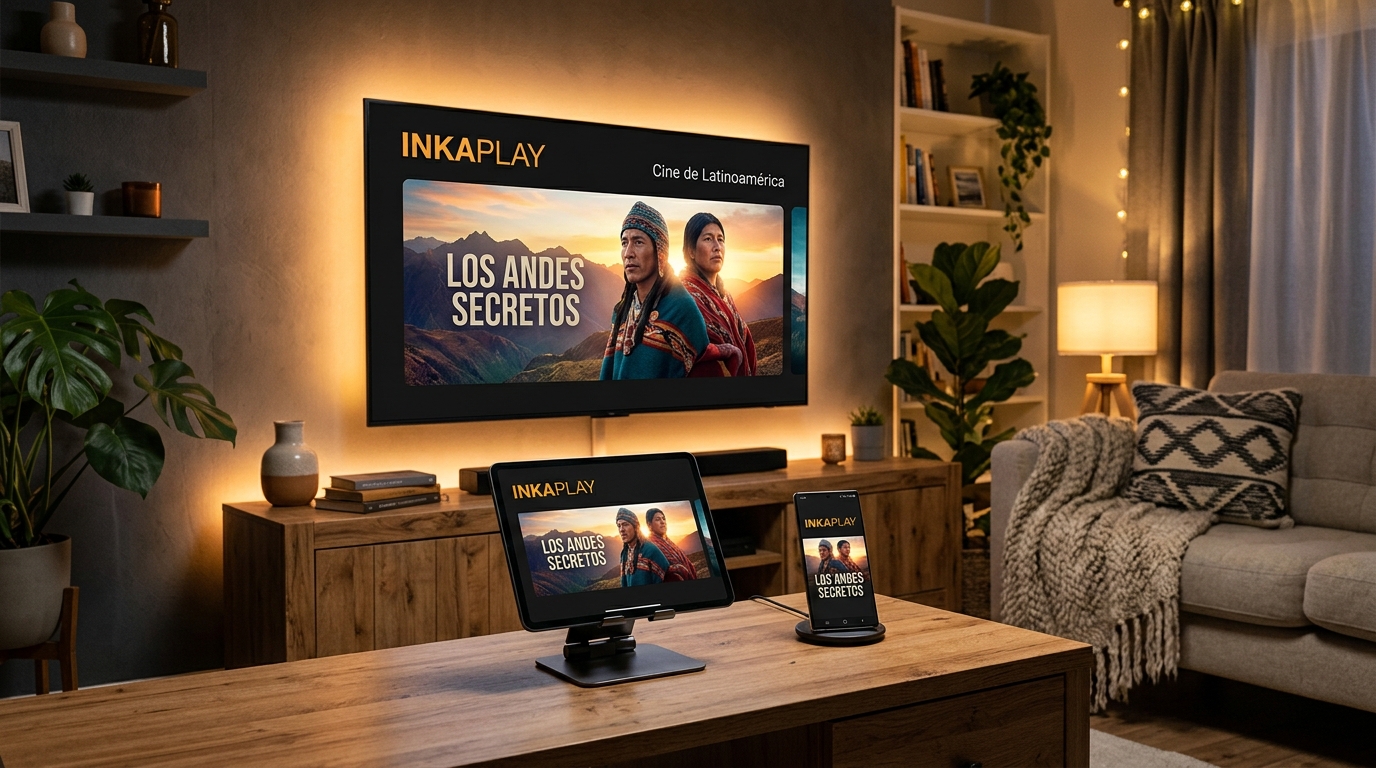 InkaPlay funcionando en un smart TV, una tablet y un celular